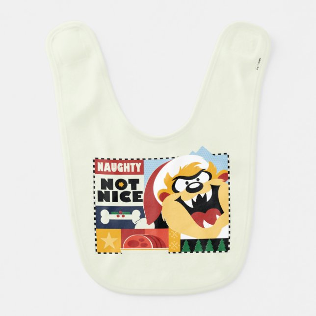 LOONEY TUNES™ TAZ™ Naughty Not Nice Baby Bib (Front)