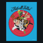 LOONEY TUNES™ "THAT'S ALL FOLKS!™" Bullseye Group Faux Canvas Print<br><div class="desc">LOONEY TUNES™ | Iconic red bullseye rings with TAZ™,  BUGS BUNNY™,  MARVIN THE MARTIAN™,  WILE E. COYOTE™,  and DAFFY DUCK™ emerging from the center,  featuring the phrase "THAT'S ALL FOLKS!™" written above.</div>