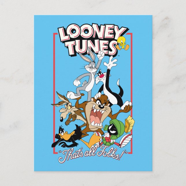 LOONEY TUNES™ "THAT'S ALL FOLKS!™" Group Stack Postcard (Front)