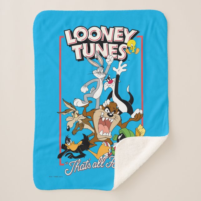 LOONEY TUNES™ "THAT'S ALL FOLKS!™" Group Stack Sherpa Blanket (Front)