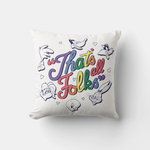 LOONEY TUNES _ Thats All Folks Pride Badge Throw Pillow