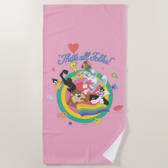 LOONEY TUNES™ - That's All Folks! Pride Bullseye Beach Towel (Front)
