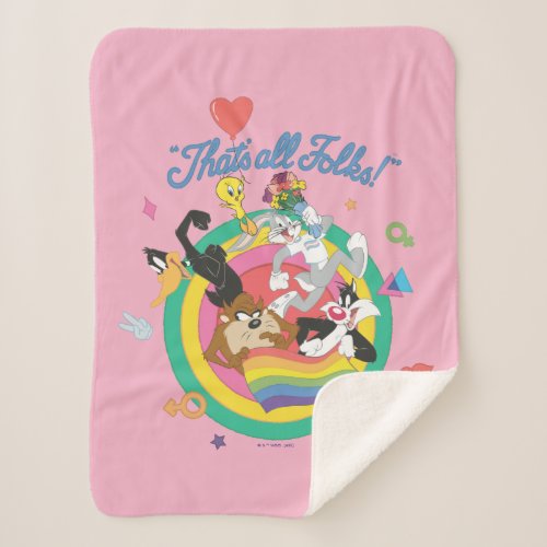 LOONEY TUNES _ Thats All Folks Pride Bullseye Sherpa Blanket