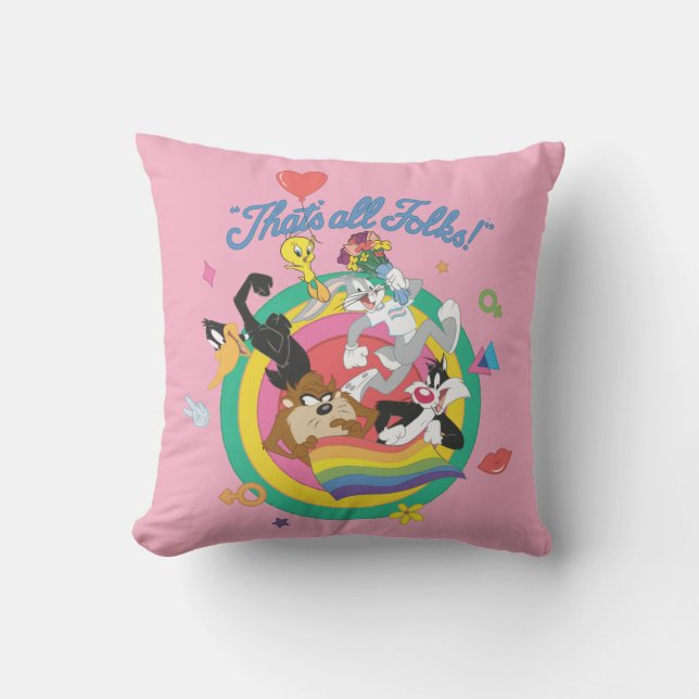 LOONEY TUNES™ - That's All Folks! Pride Bullseye Throw Pillow (Front)