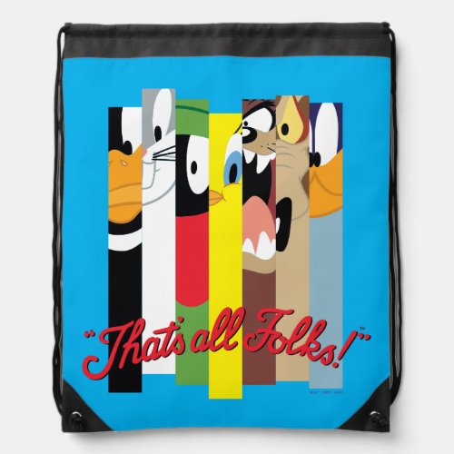 LOONEY TUNES THATS ALL FOLKS Sliced Characters Drawstring Bag
