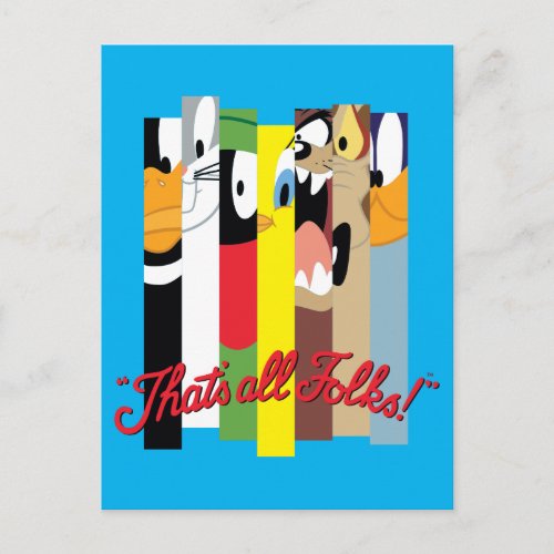 LOONEY TUNES THATS ALL FOLKS Sliced Characters Postcard