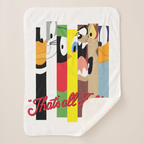 LOONEY TUNES THATS ALL FOLKS Sliced Characters Sherpa Blanket