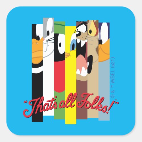 LOONEY TUNES THATS ALL FOLKS Sliced Characters Square Sticker