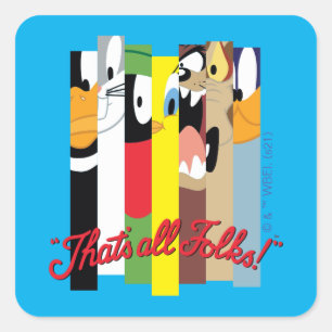 LOONEY TUNES™ THAT'S ALL FOLKS!™ Sliced Characters Square Sticker