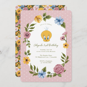 LOONEY TUNES™ TWEETY™ Floral Birthday Invitation