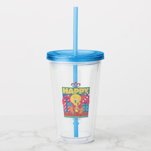 LOONEY TUNES  TWEETY Happy Holidays Acrylic Tumbler