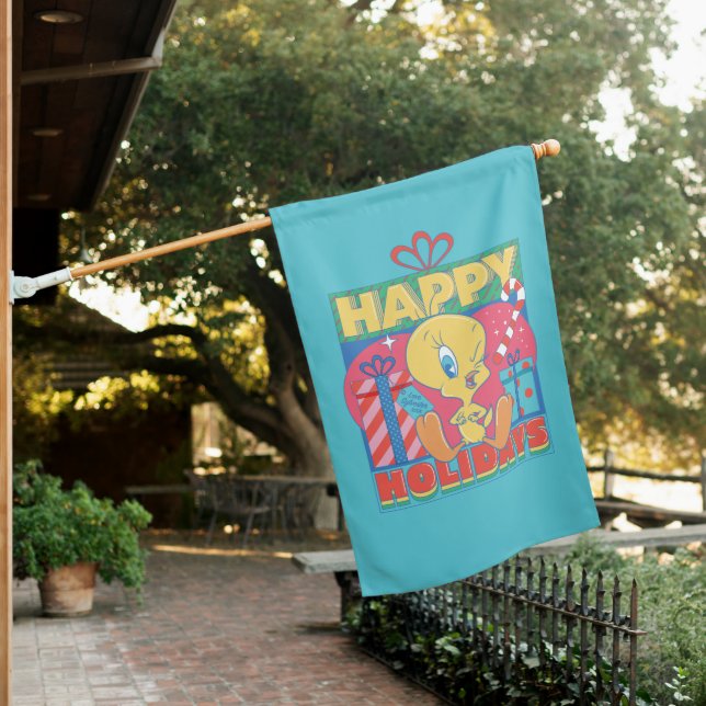 LOONEY TUNES™ | TWEETY™ Happy Holidays House Flag (In SItu)