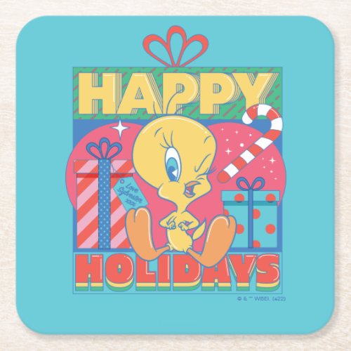 LOONEY TUNES  TWEETY Happy Holidays Square Paper Coaster