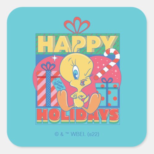LOONEY TUNES  TWEETY Happy Holidays Square Sticker