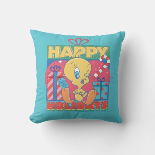 LOONEY TUNES  TWEETY Happy Holidays Throw Pillow