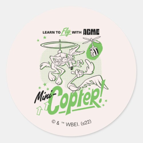 LOONEY TUNESâ  WILE E COYOTEâ Acme Mini_Copter Classic Round Sticker