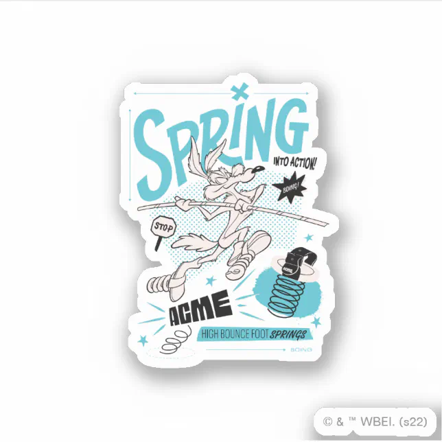 LOONEY TUNES™ | WILE E. COYOTE™ Spring Into Action Sticker | Zazzle