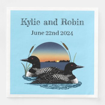 Loons Sunset Blue Paper Dinner Napkins by tigressdragon at Zazzle