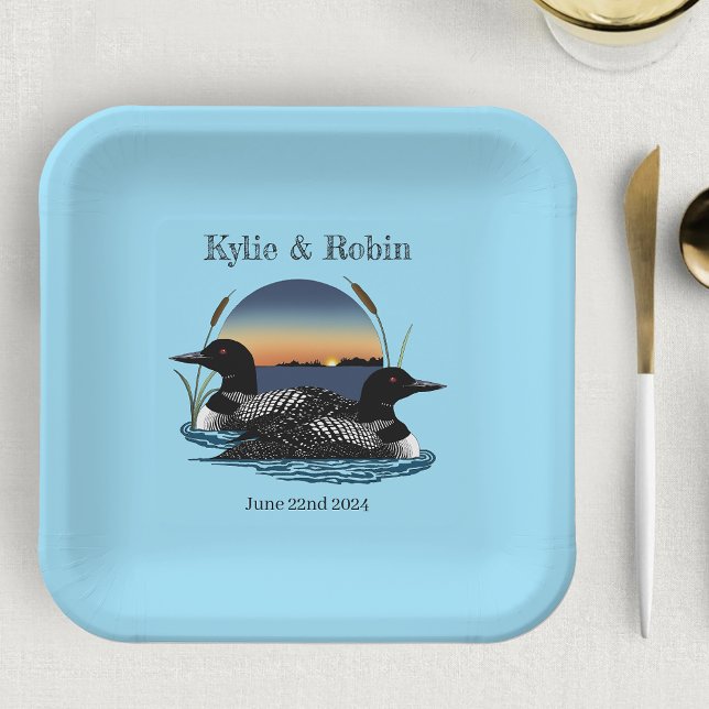 Loons Sunset Blue Paper Plates (Creator Uploaded)