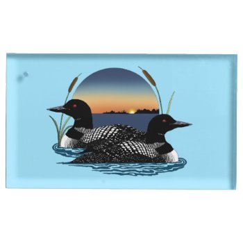 Loons Sunset Blue Place Card Holder by tigressdragon at Zazzle