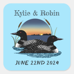Loons Sunset Blue Square Sticker