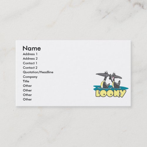 loony loons bird cartoon business card templates