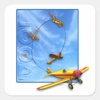 Loop Aerobatic maneuver with Airplane Square Sticker