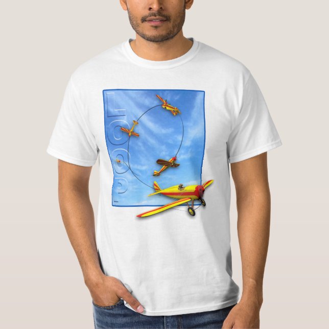 Loop Aerobatic maneuver with Airplane T-Shirt (Front)