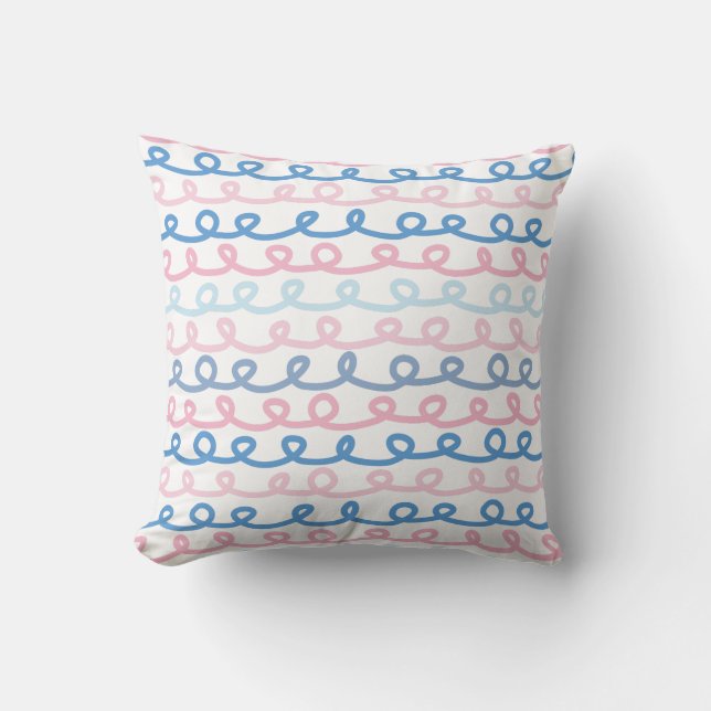 Loop De Loop Pink & Blue Throw Pillow (Front)
