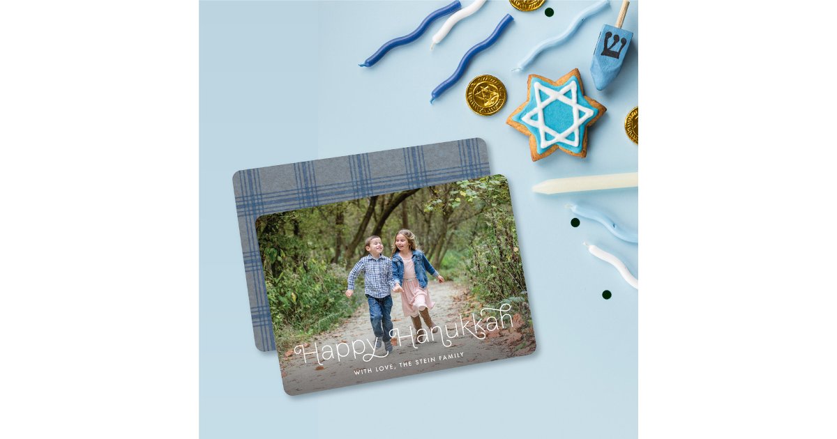 Looped Lettering Hanukkah Photo Card | Zazzle