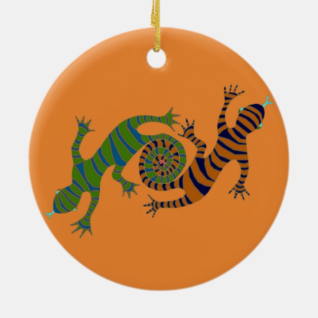 looping lizards ceramic ornament (Back)
