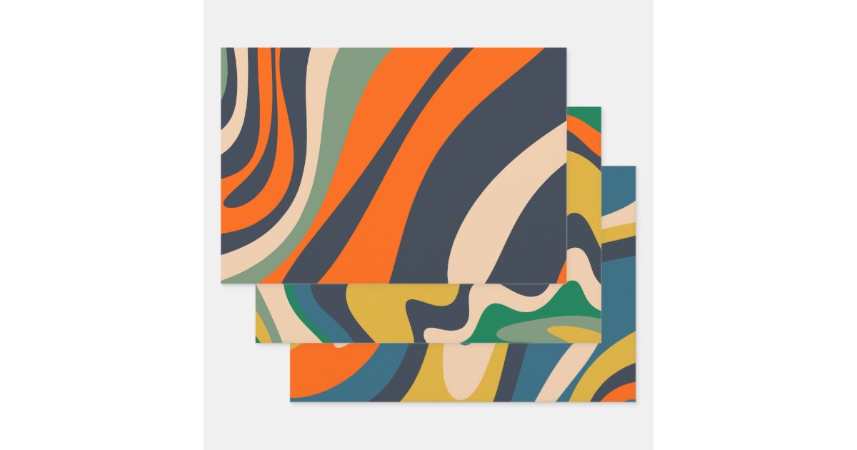 Retro Modern Liquid Swirl Abstract Pattern in Deep Green and White Wrapping  Paper by Kierkegaard Design Studio