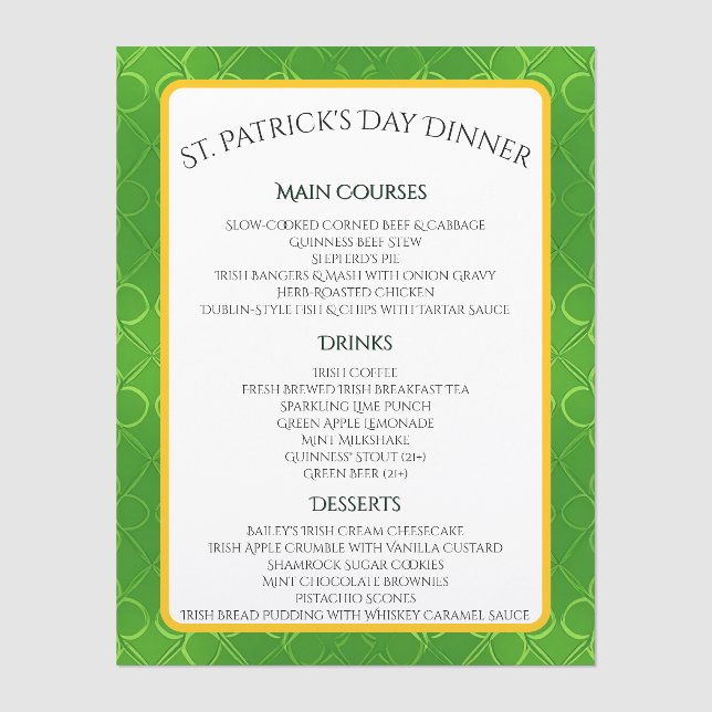 Loops of Limerick Menu (Front)