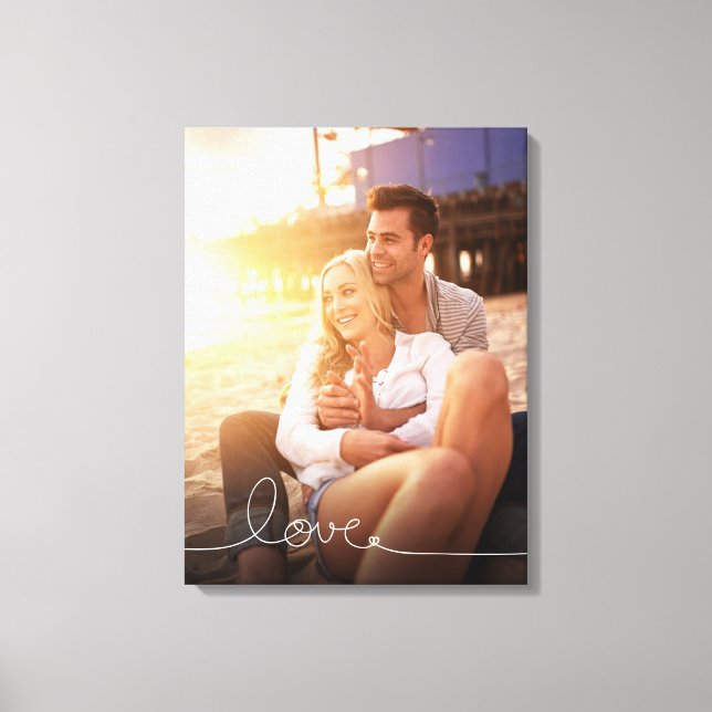 Loopy Love Heart String Simple Knot Modern Photo Canvas Print (Front)
