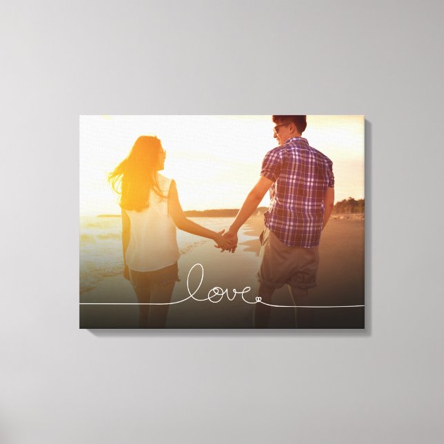 Loopy Love Heart String Simple Knot Modern Photo Canvas Print (Front)
