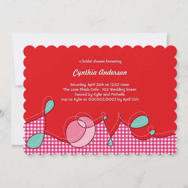 Loopy LOVE Plaids Craft Chic Bridal Shower Party Invitation (Front)