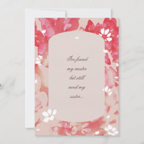 Loose Floral Blush Coral Bridesmaid Proposal Invitation