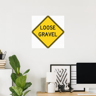 Loose Gravel Warning Sign Road Hazard 
