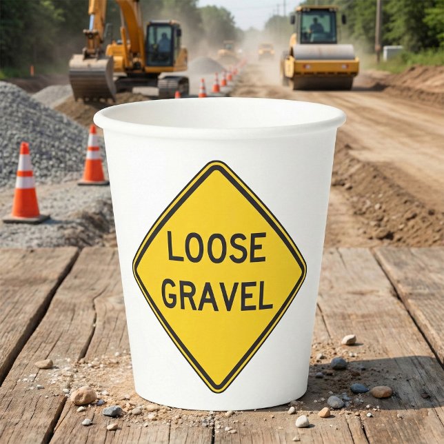 Loose Gravel Warning Sign Road Hazard  Paper Cups (Creator Uploaded)