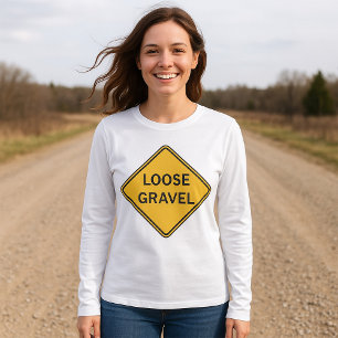 Loose Gravel Warning Sign Road Hazard  T-Shirt