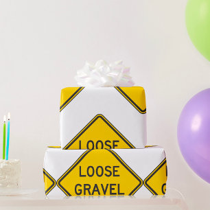 Loose Gravel Warning Sign Road Hazard Wrapping Paper