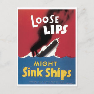 Loose Lips Might Sink Ships Postcard