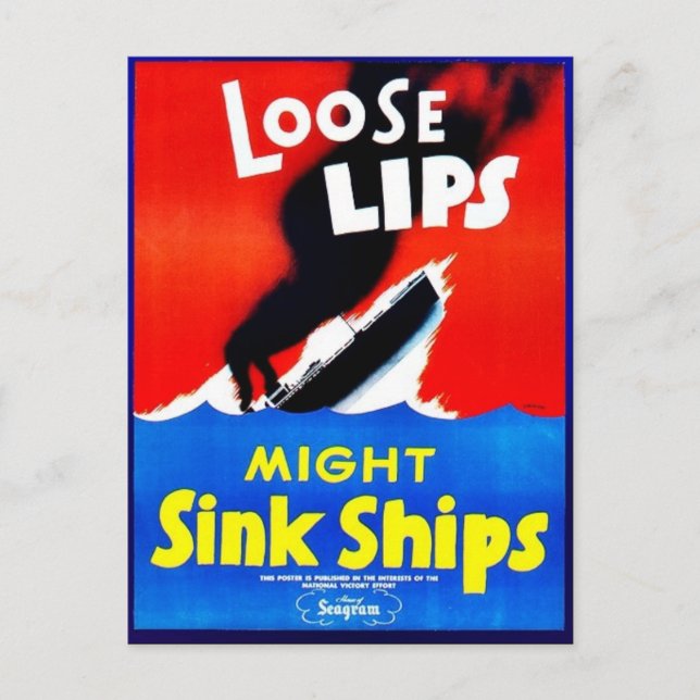 Loose Lips, Might Sink Ships Postcard (Front)