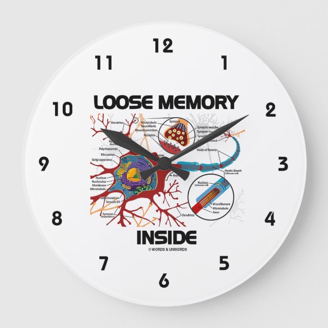 Loose Memory Inside Neuron Synapse Geek Humor Large Clock (Front)