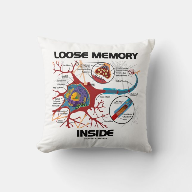 Loose Memory Inside Neuron Synapse Geek Humor Throw Pillow (Front)