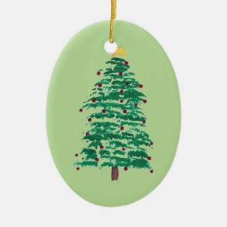 Loose Painting of Christmas Tree, Ornaments