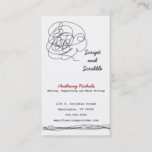 Customizable Loose Scribble Art Business Card