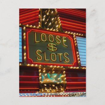 Loose Slots Sign On Casino  Las Vegas  Nevada Postcard by prophoto at Zazzle