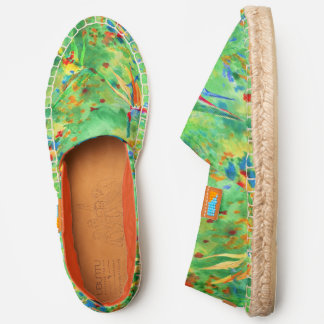 Loose summer florals enveloped in green espadrilles