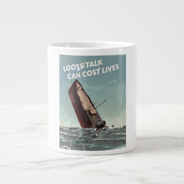 Loose Talk Cost Lives WW2 Poster Large Coffee Mug (Front)